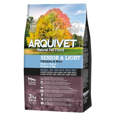 Arquivet - Senior & Light - Pienso para perros adultos - Pollo y arroz - 3 Kg