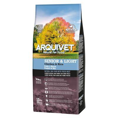 Arquivet - Senior & Light - Pienso para perros adultos - Pollo y arroz - 12 Kg