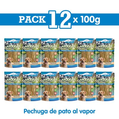 Pack 12 Snacks pechuga de pato al vapor 100 g