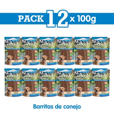 Pack 12 Snacks Barritas de conejo 100 g