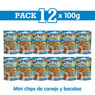 Pack 12 Snacks chips de conejo y bacalao 100 g
