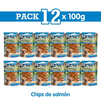 Pack 12 Snacks chips de salmón 100 g