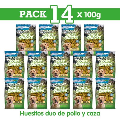 Pack 14 Huesitos duo pollo y caza 100gr