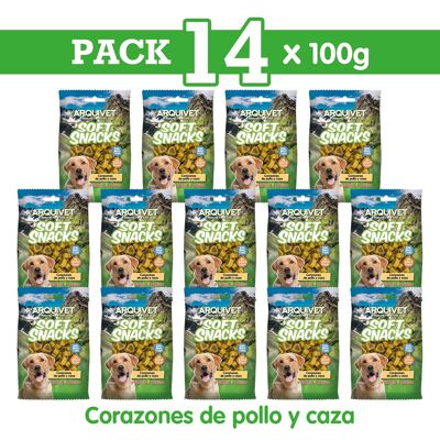 Pack 14 Corazones de pollo y caza 100gr