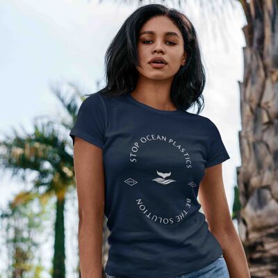 Womens Navy SOP print 100% Organic Cotton T-shirt