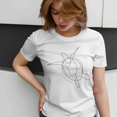 Womens White Turtle Drawing T-shirt 100% Organic Cotton T-shirt