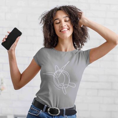 Womens Grey Turtle Drawing 100% Organic Cotton T-shirt