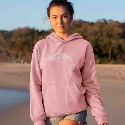 Women's Washed Pink Plastic Whale 100% Organic Hoodies
