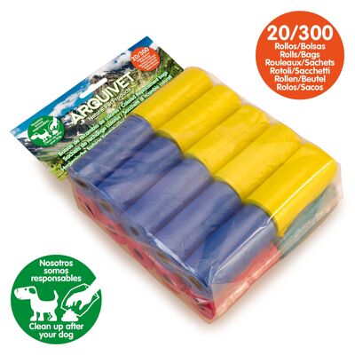 Bolsas de recambio de colores (20 rollos x 15 bolsas)