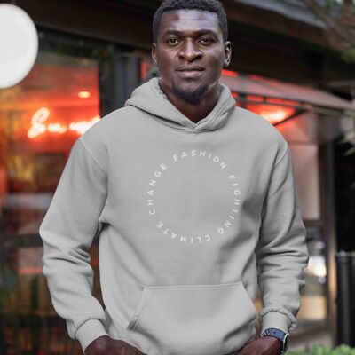 Mens Fashion Fighting Climate Change 100% Organic Grey Hoodie