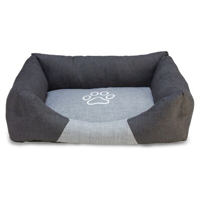 Cama cuadrada Negra y Gris con huella 60 cm