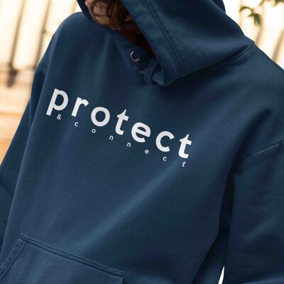 Mens Navy Protect & Connect 100% Organic Hoodie