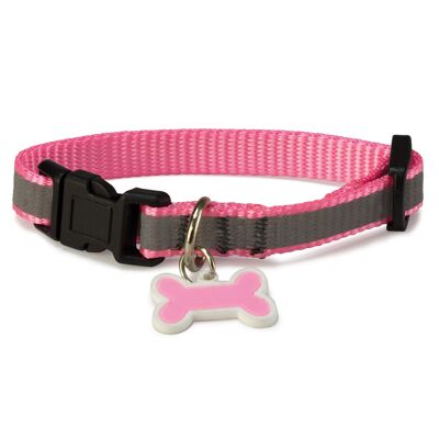 Collar perro reflectante rosa - 1 x 15/22 cm