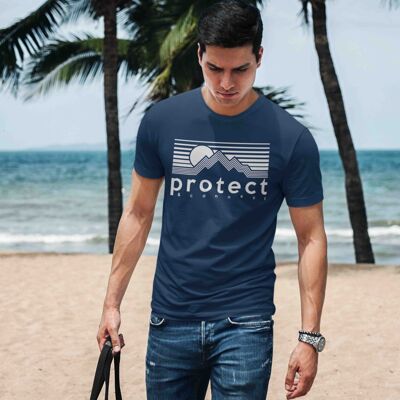 Mens Navy Protect & Connect 100% Organic Cotton T-shirt