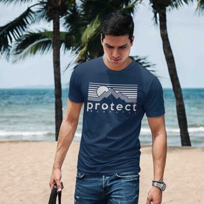 Mens Navy Protect & Connect 100% Organic Cotton T-shirt