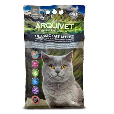 Classic Cat Litter - Arena natural aglomerante con carbón activo - 10 Kg