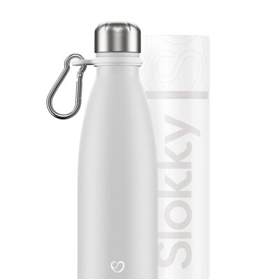 MONO BIDÓN BLANCO Y MOSQUETÓN - 500 ML ⎜ bouteille écologique • bouteille thermos réutilisable • bouteille d'eau durable • bouteille isotherme