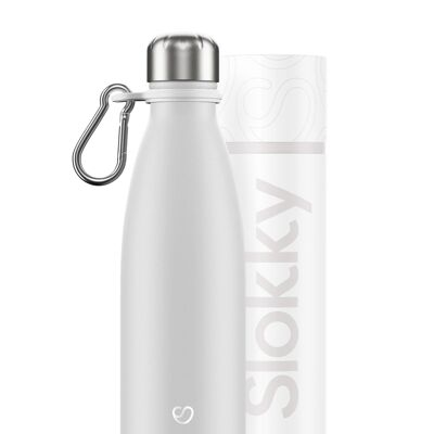 MONO WHITE BOTTLE & CARABINER - 500 ML ⎜ bouteille écologique • bouteille thermos réutilisable • bouteille d'eau durable • bouteille isotherme