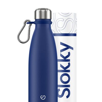 MATTE BLUE BOTTLE & CARABINER - 500ML ⎜ eco drinkfles • herbruikbare thermosfles • duurzame waterfles • geisoleerde fles