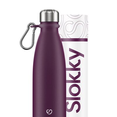 BOUTEILLE VIOLET MAT ET MOUSQUETON - 500 ML ⎜ thermos • bouteille d'eau durable • gourde écologique • bouteille isotherme • thermos réutilisable