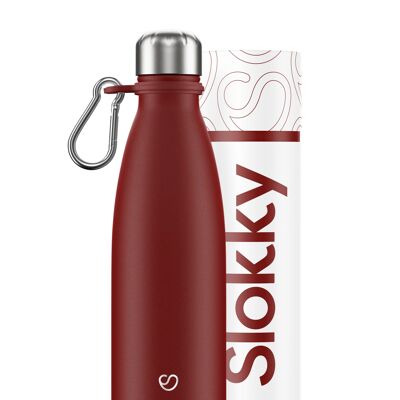 MATTE RED BOTTLE & CARABINER - 500 ML ⎜ bouteille écologique • bouteille thermos réutilisable • bouteille d'eau durable • bouteille isotherme