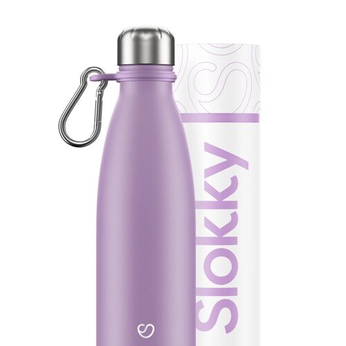 PASTEL PURPLE BOTTLE & CARABINER - 500 ML ⎜ bouteille écologique • bouteille thermos réutilisable • bouteille d'eau durable • bouteille isotherme