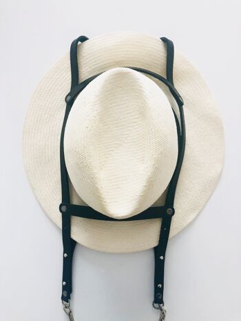 Hat Bag "Paris" : porte chapeau en cuir noir et chaine argent 5