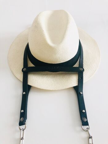 Hat Bag "Paris" : porte chapeau en cuir noir et chaine argent 6