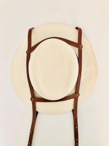Hat Bag  “Sevilla” : porte chapeau en cuir marron clair 3