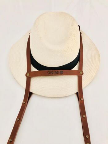 Hat Bag  “Sevilla” : porte chapeau en cuir marron clair 4