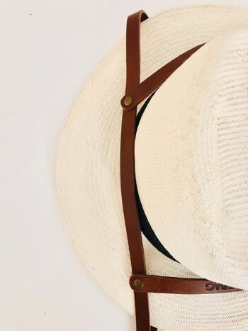 Hat Bag  “Sevilla” : porte chapeau en cuir marron clair 5