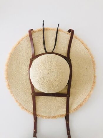Hat Bag “Sevilla XL” : porte chapeau en cuir marron clair (pour grands chapeaux) 3