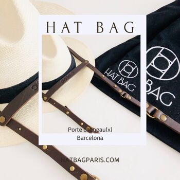 Hat Bag “Barcelona” : porte chapeau en cuir marron "Chocolat" 2