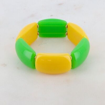 Pulsera de resina elástica - Amarillo y verde oscuro