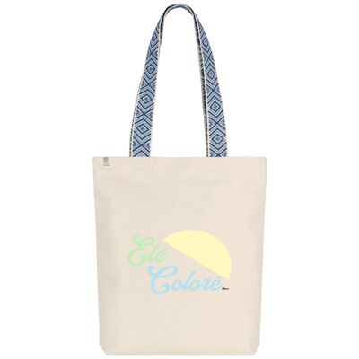 Tote Bag éco responsable - été coloré - Ecume / Ethnic Blue