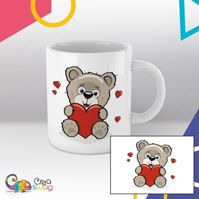 Mug blanc, Ourson coeur