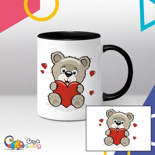 Mug blanc et noir, Ourson coeur