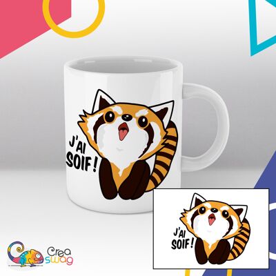 Mug blanc, Panda roux, J'ai soif