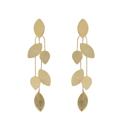 HANDCRAFTED GOLD-PLATED ACACIA LEAF EARRING HANDMADE A0065DPE3