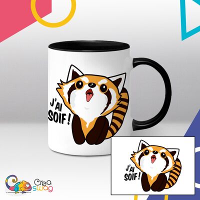 Mug blanc et noir, Panda roux, J'ai soif