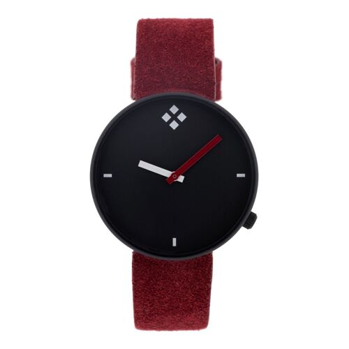 RELOJ CAJA NEGRA CORREA PIEL LOGO BILYFER GRANATE ROJO 1F677GR