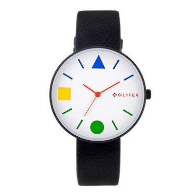 MONTRE BASIC GEOMETER INTÉRIEUR BRACELET EN CUIR 1F679BL