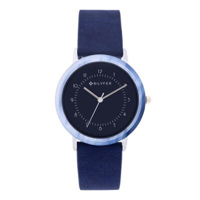 ACRYLIC ROUND WATCH INTERIOR LEATHER STRAP 1F683AZ