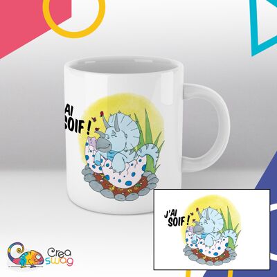 Mug blanc, Triceratops, J'ai soif