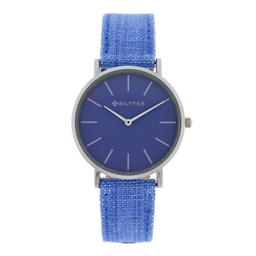 RELOJ IKAT CORREA PIEL ALGODON&SEDA CAJA 36MM AZUL CELESTE 1F685C