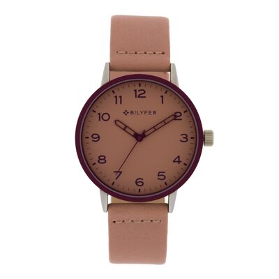 BOÎTIER MONTRE 38 MM COULEUR LUNETTE BRACELET INTÉRIEUR CUIR ROSE 1F687R