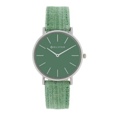 OROLOGIO IKAT COTONE E SETA CINTURINO IN PELLE 36MM VERDE CASSA 1F685V