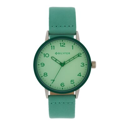 WATCH CASE 38 MM BEZEL COLOR INTERIOR STRAP GREEN LEATHER 1F687VO
