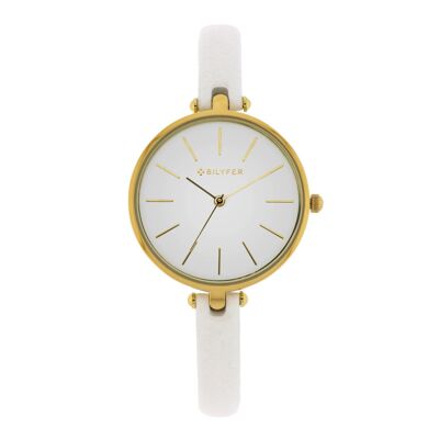 33 MM CASE AND 8 MM WHITE LEATHER STRAP WATCH 1F688BL