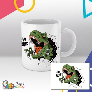 Mug blanc, Tyrannosaure, J'ai soif